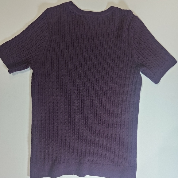 Tommy Hilfiger Short Sleeve Sweater Womens Medium Purple Cable Knit 90s Designer - Picture 5 of 6